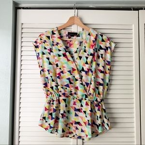 Colorful geometric peplum blouse